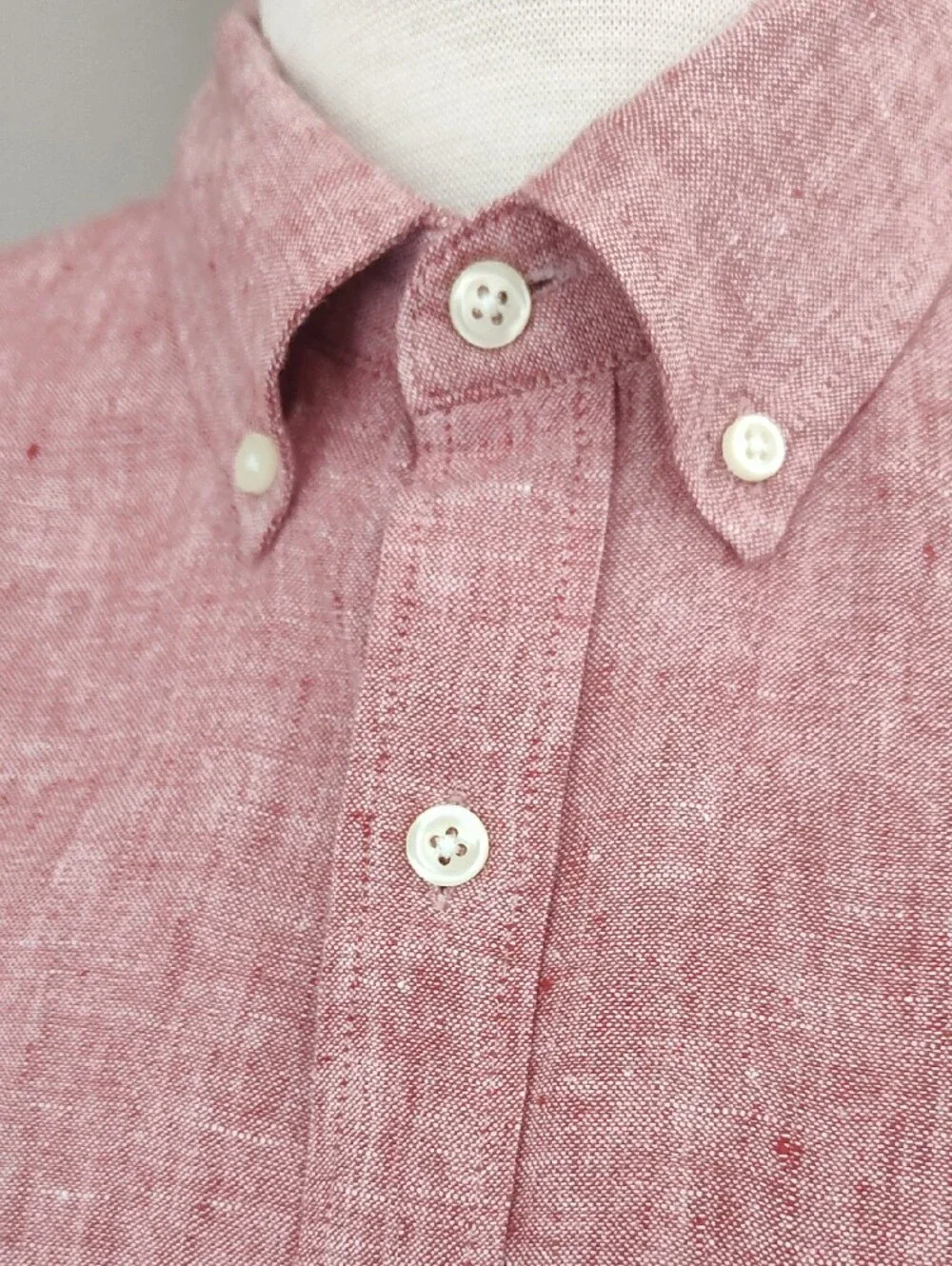 J. Crew Unisex Soft Heathered Red Linen Button-Down Shirt